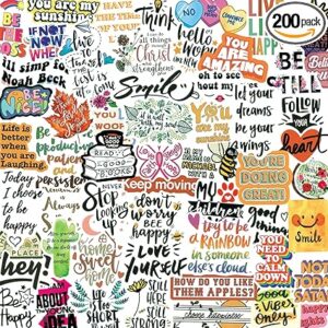 200PCS Inspirational Stickers for Water Bottles, Motivational Stickers for Adults, Teens, Teachers, Vinyl Waterproof Laptop Sticker for Hydroflasks Journaling Scrapbooking Vision Board Supplies