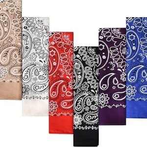 6-Pack 100% Cotton Bandanas - Holiday Gifts for Men Women