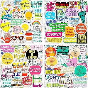300Pcs Inspirational Scrapbook Motivational Stickers for Water Bottles Laptop Journaling Vision Board Supplies, Waterproof Positive Quote Vinyl Stickers for Teens Kids Adults Teachers Students