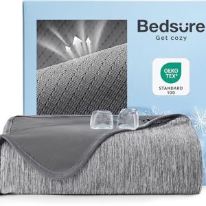 Bedsure Summer Cooling Blanket for Hot Sleepers with Sports Mesh Design, Arc-Chill Q-Max 0.4 Lightweight Breathable Ice Cold Blanket Throws for Night Sweats, 50 x 70 Inches, Mesh Grey
